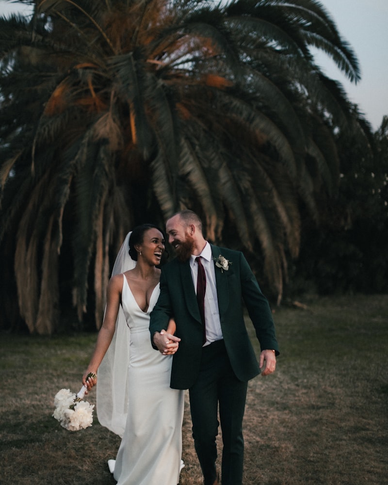 Bride and groom with wedding rings